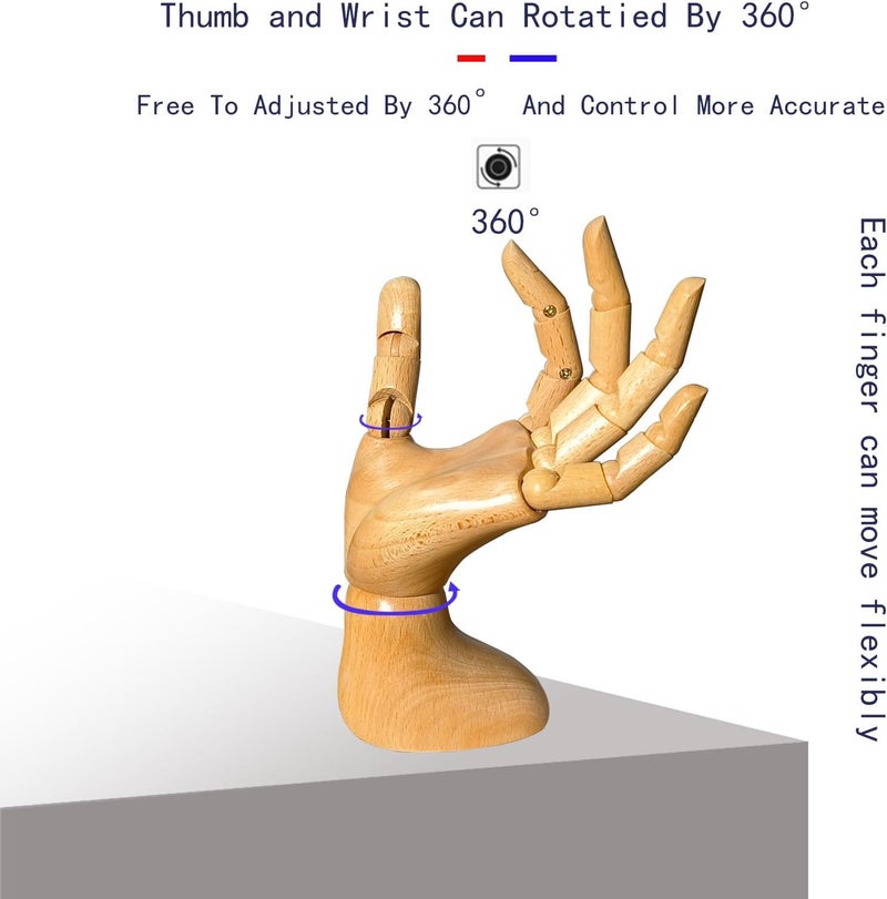 yangjietf mannequin,mannequin hand,hand model,hand mannequin for nails,drawing mannequin,wooden hand,wooden mannequin,articulated fingers,hand model for drawing,female hand of left., Female_left - Image 2